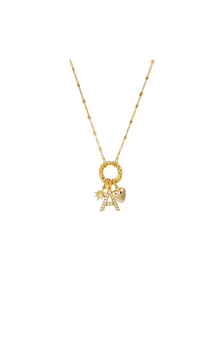 BY ADINA EDEN Pave Initial & Trinkets Toggle Charm Necklace, Main, color, Gold - B