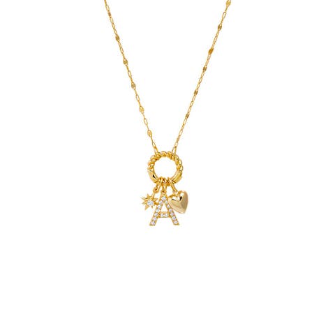 Pave Initial & Trinkets Toggle Charm Necklace