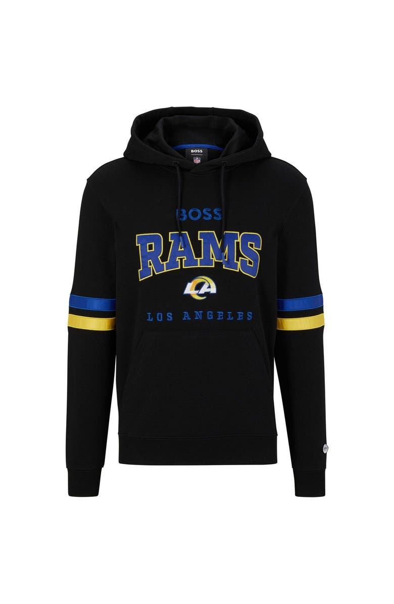 Boss X NFL Men's BOSS X NFL Black/Royal Los Angeles Rams Touchdown Pullover Hoodie, Main, color, Black