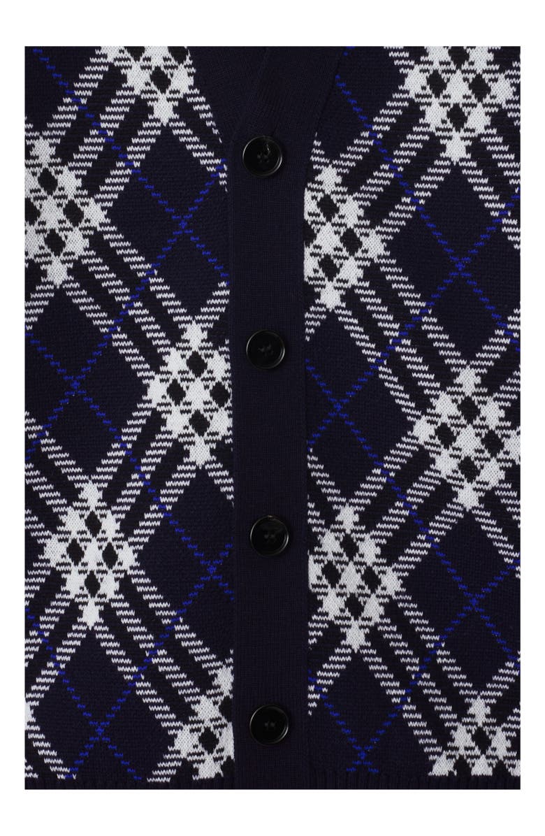 Burberry Check Wool Blend Cardigan, Alternate, color, Ink Blue