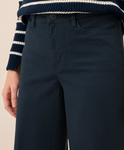 Pact Organic Cotton Stretch Twill Wide Leg Pant In Blue