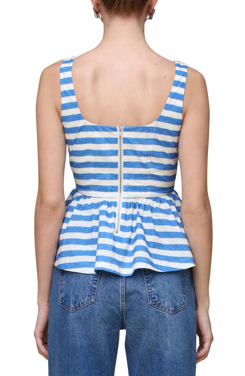 Avec Les Filles Stripe Corset Peplum Tank, Alternate, color, Blue/ Cream