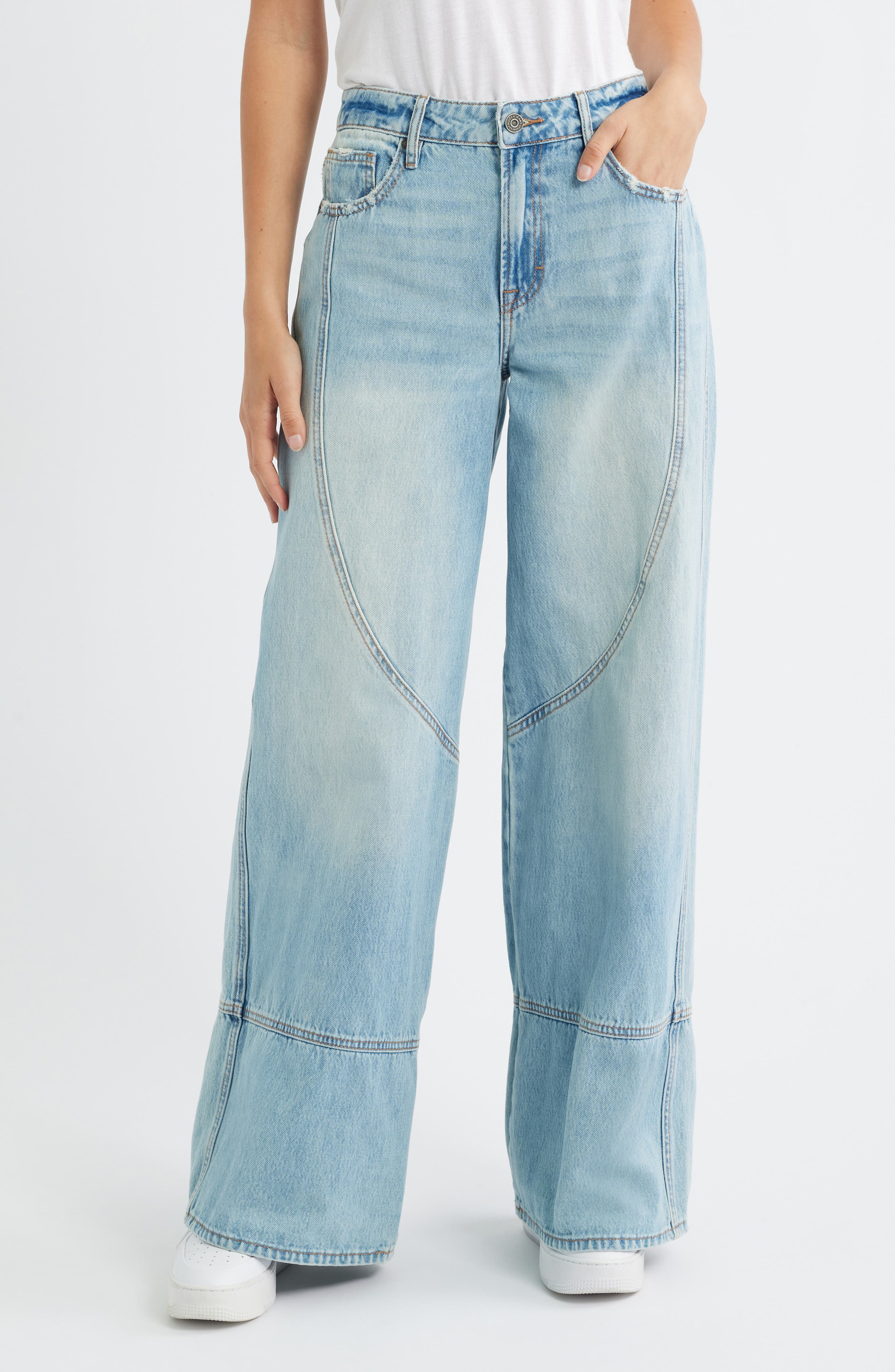 Seamed Super Wide Leg Jeans