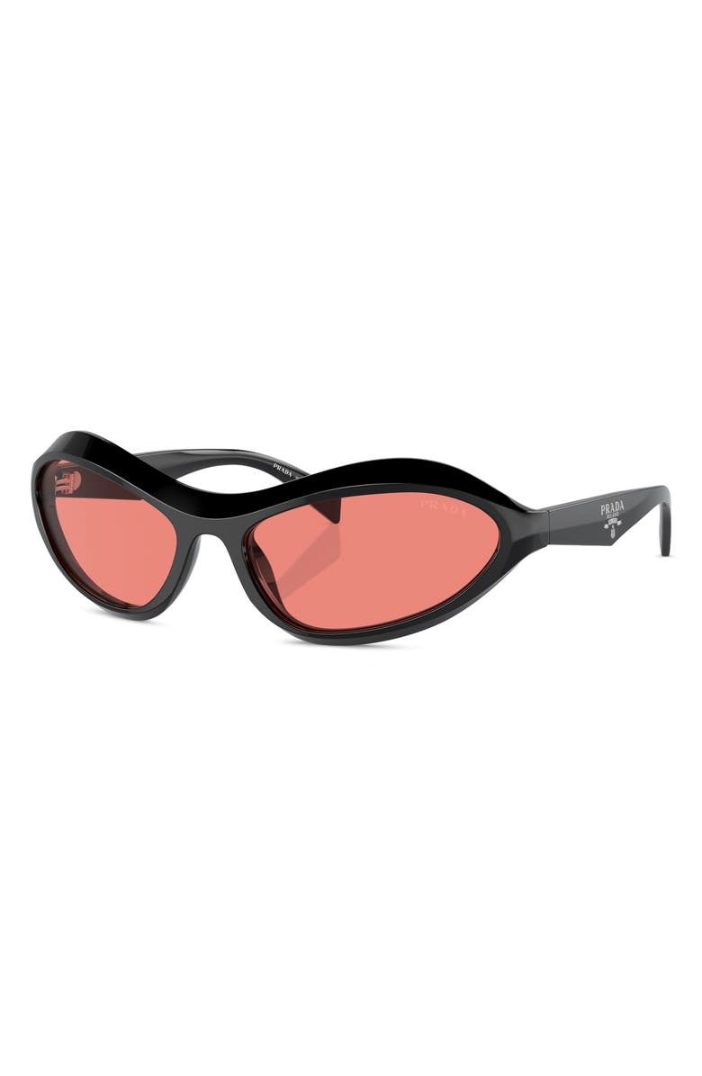 Prada 63mm Oversize Oval Sunglasses, Alternate, color, Black