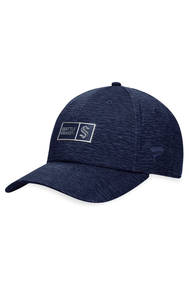 Men's Fanatics Branded Deep Sea Blue Seattle Kraken Authentic Pro Road Adjustable Hat, Main, color, Navy