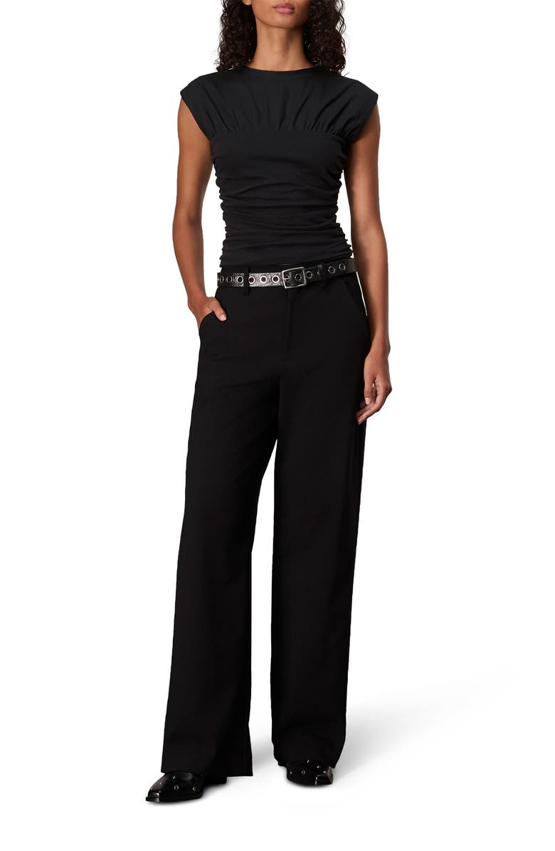 rag & bone Mica Ruched Top, Alternate, color, Black