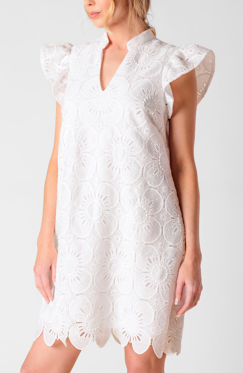FLYING TOMATO Lace Cap Sleeve Dress, Alternate, color, White