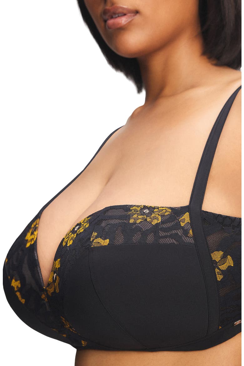 Feline Floral Lace Padded Bralette, Alternate, color, BLACK CAVIAR