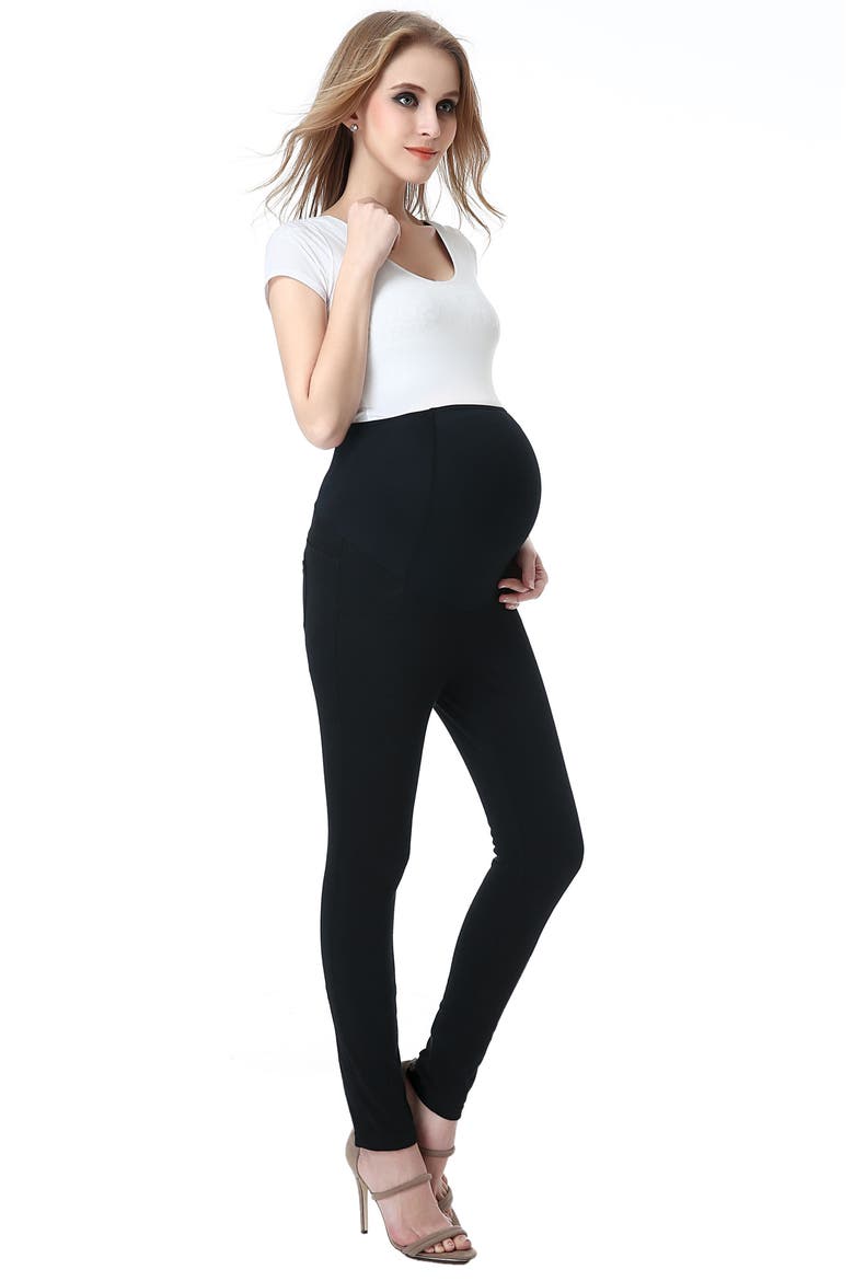 Kimi & Kai Lenora Maternity Leggings, Alternate, color, BLACK