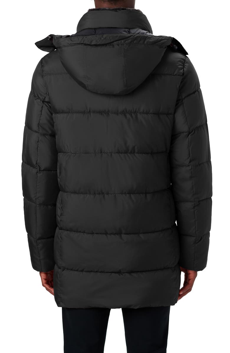 Bugatchi Faux Fur Collar Water Repellent Puffer Coat, Alternate, color,