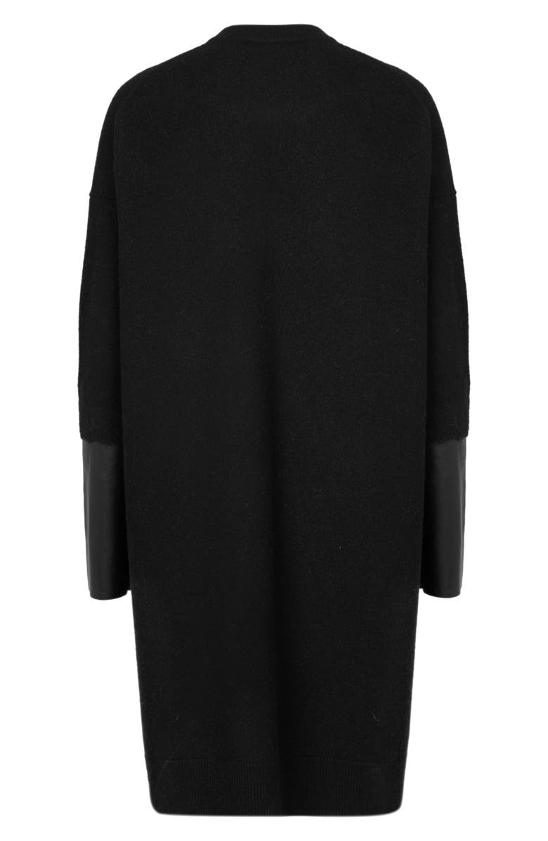 AllSaints Essy Leather Cuff Wool Cardigan, Alternate, color,
