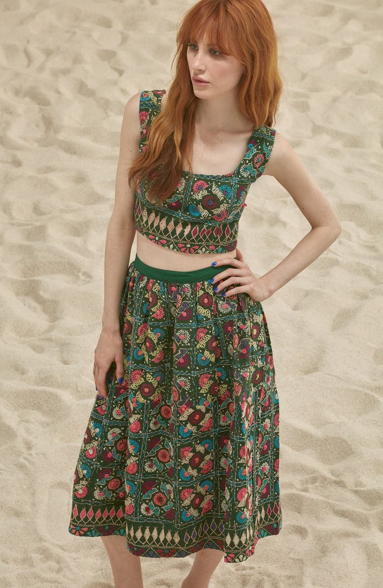 All Things Mochi Jaipur Print Crop Top & Midi Skirt Set, Main, color, 