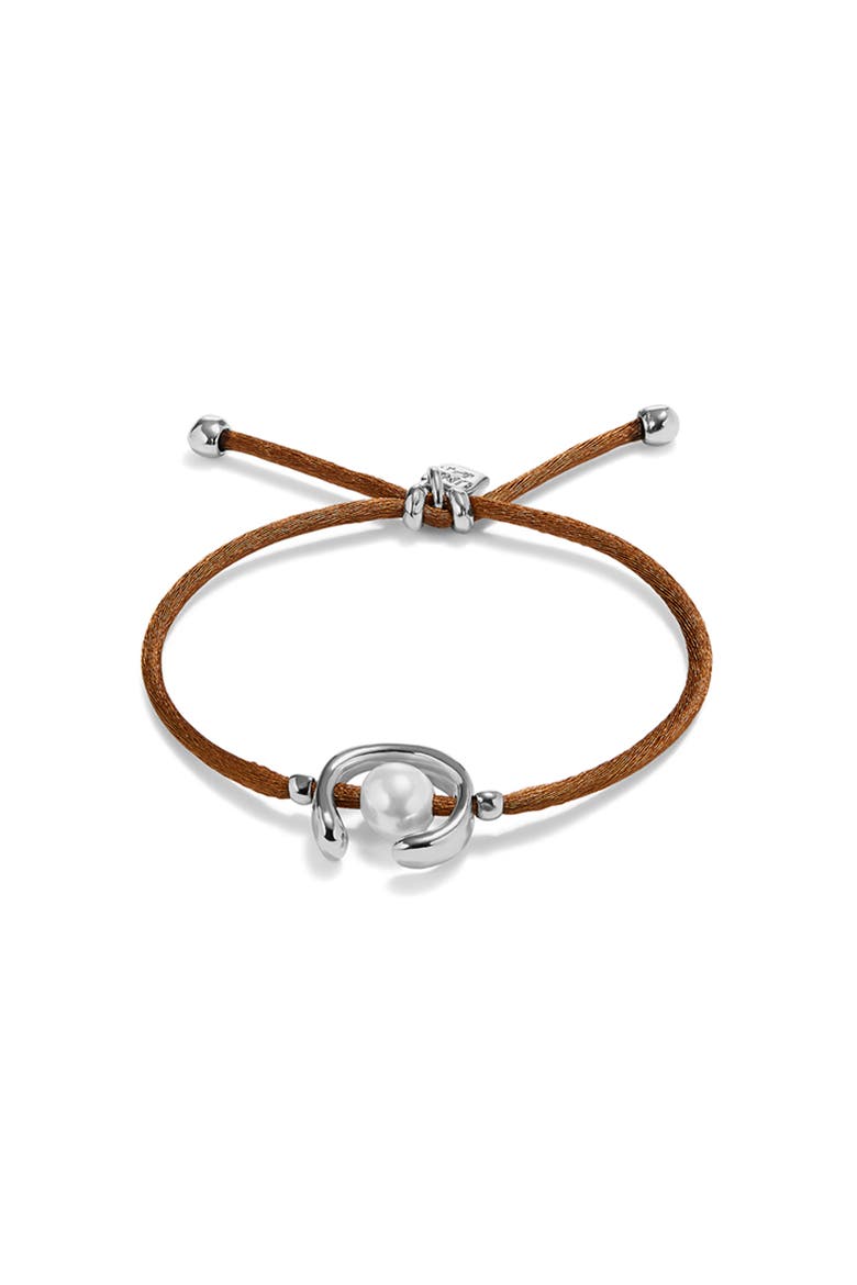 Brown Silk-Style Thread Bracelet with Pearl Shell, Main, color, Silver