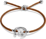 UNODE50 Brown Silk-Style Thread Bracelet with Pearl Shell