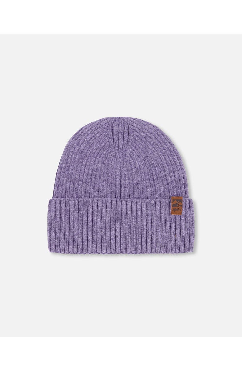 Deux par Deux Girl Rib Knit Beanie Hat, Main, color, Lavender