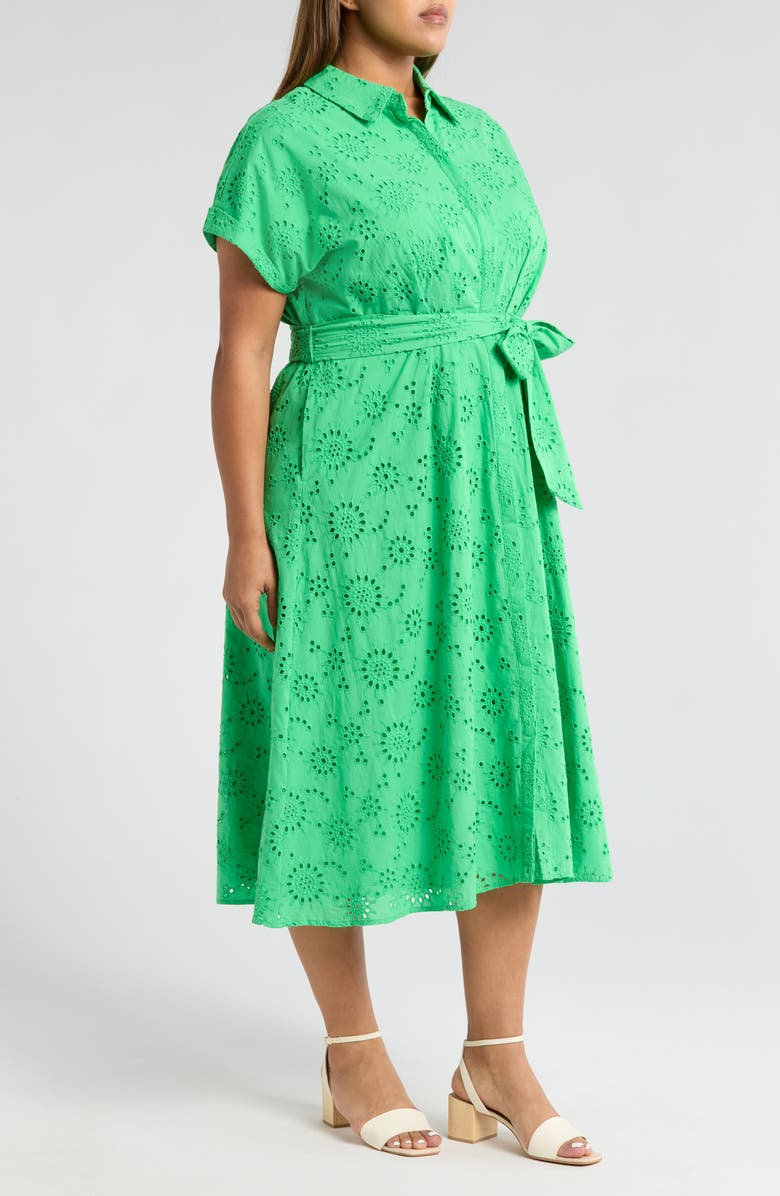 Tie Waist Eyelet Shirtdress