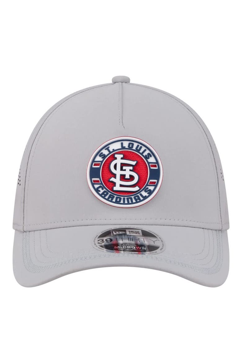 Men's New Era Gray St. Louis Cardinals Patch 39THIRTY A-Frame M-Crown Perforated Flex Hat, Alternate, color, Gray