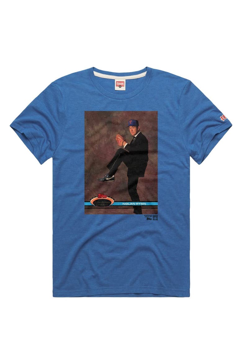 Men's Homage Nolan Ryan Royal Texas Rangers Topps Baseball Card Tri-Blend T-Shirt, Main, color, Royal