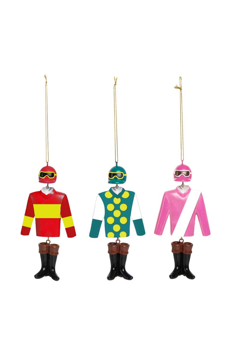 Gallerie II Jockey Silks Trio Christmas Tree Ornament Set of 3, Main, color, Black