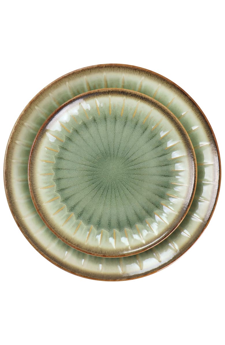 Gibson Elite Mayfair Bay 12 Piece Stoneware Dinnerware Set, Alternate, color, Green