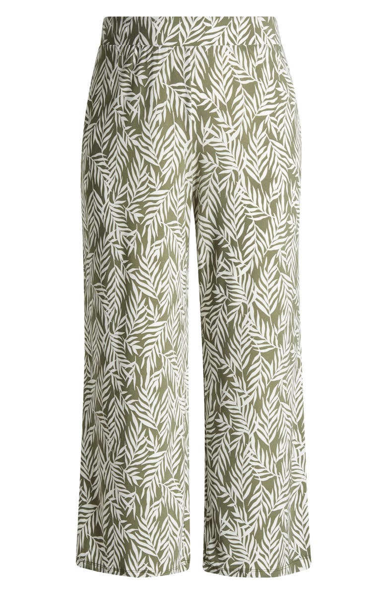 KASPER Olive Print Pull-On Ankle Wide Leg Pants, Alternate, color, 