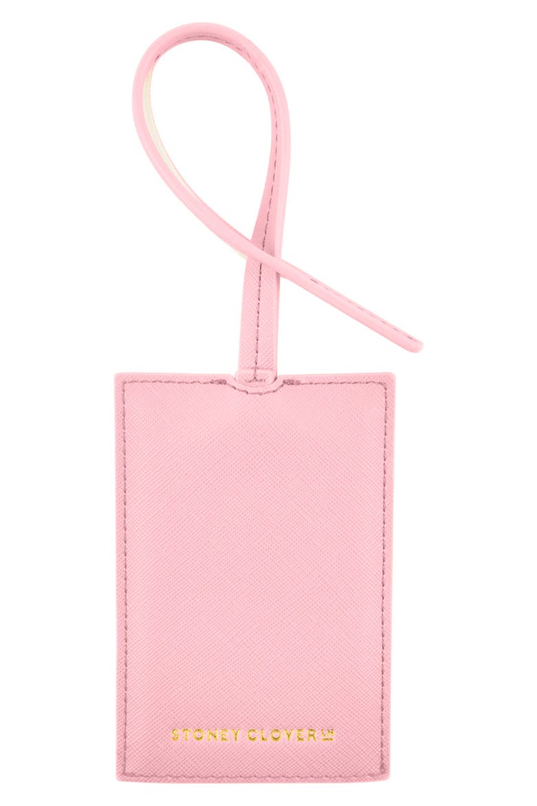 Textured Faux Leather Luggage Tag, Main, color, FLAMINGO