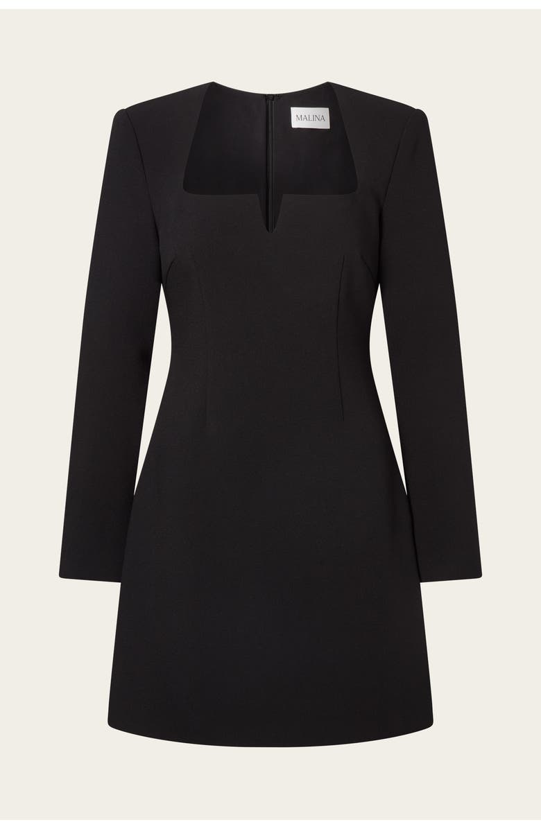 Malina Sonja Long Sleeve Mini Dress, Alternate, color, Black