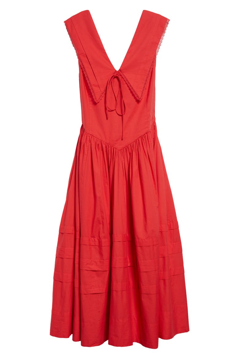 Opa Cotton Poplin Midi Dress, Alternate, color, RED