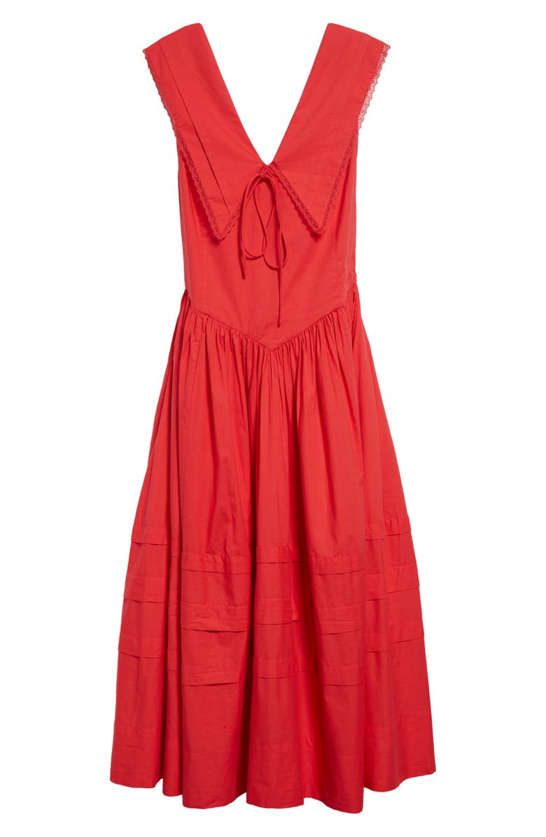 Sandy Liang Opa Cotton Poplin Midi Dress, Alternate, color, 