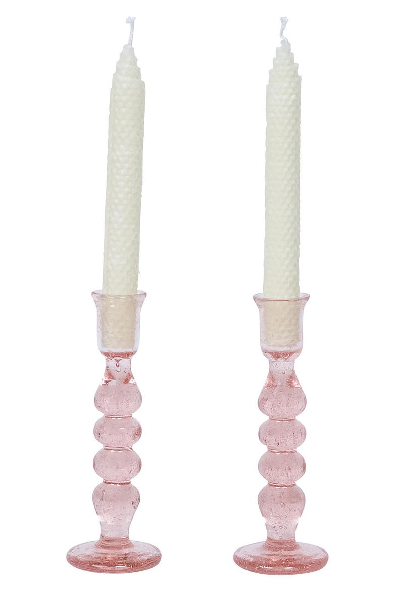 Provence Set of 2 Candlesticks, Alternate, color, BLUSH