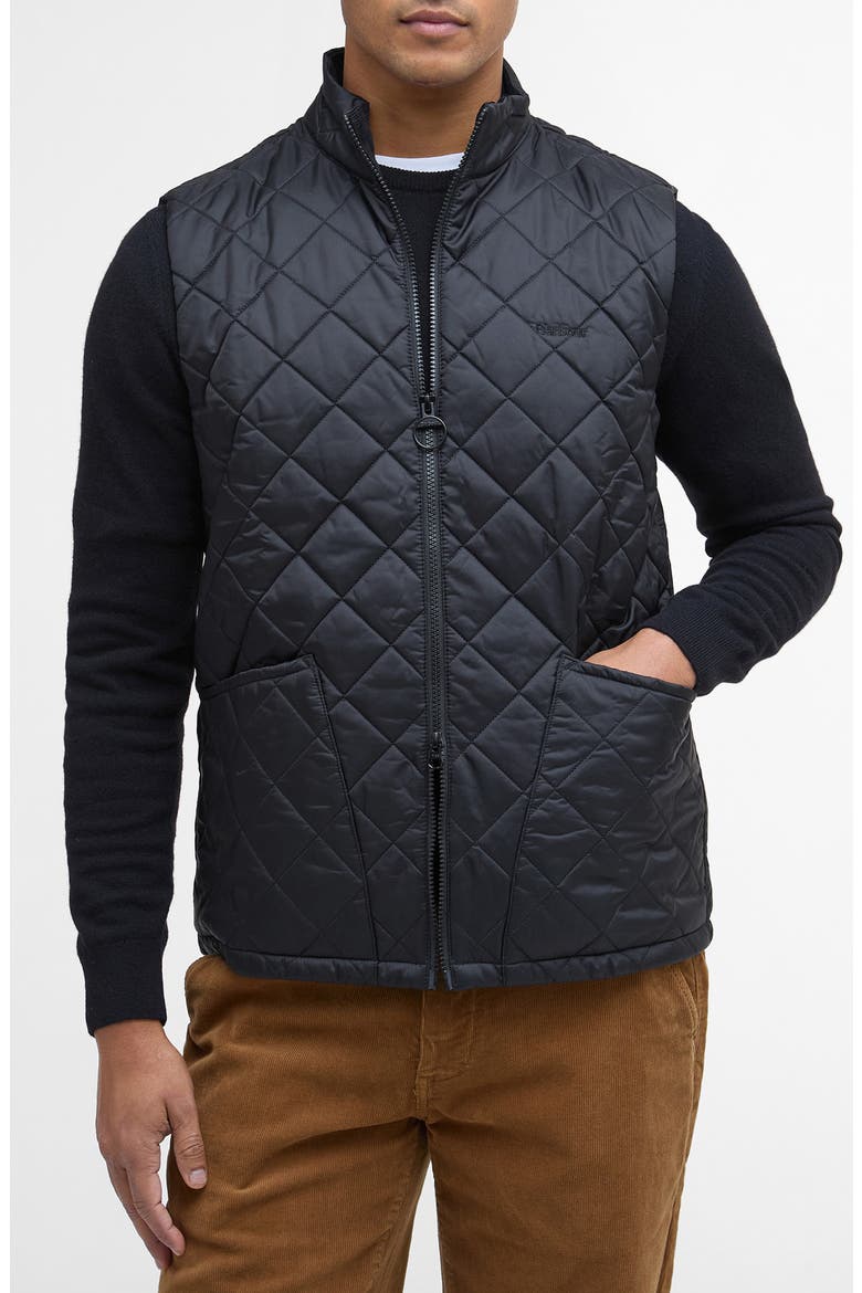 Monty Quilted Nylon Vest, Main, color, BLACK