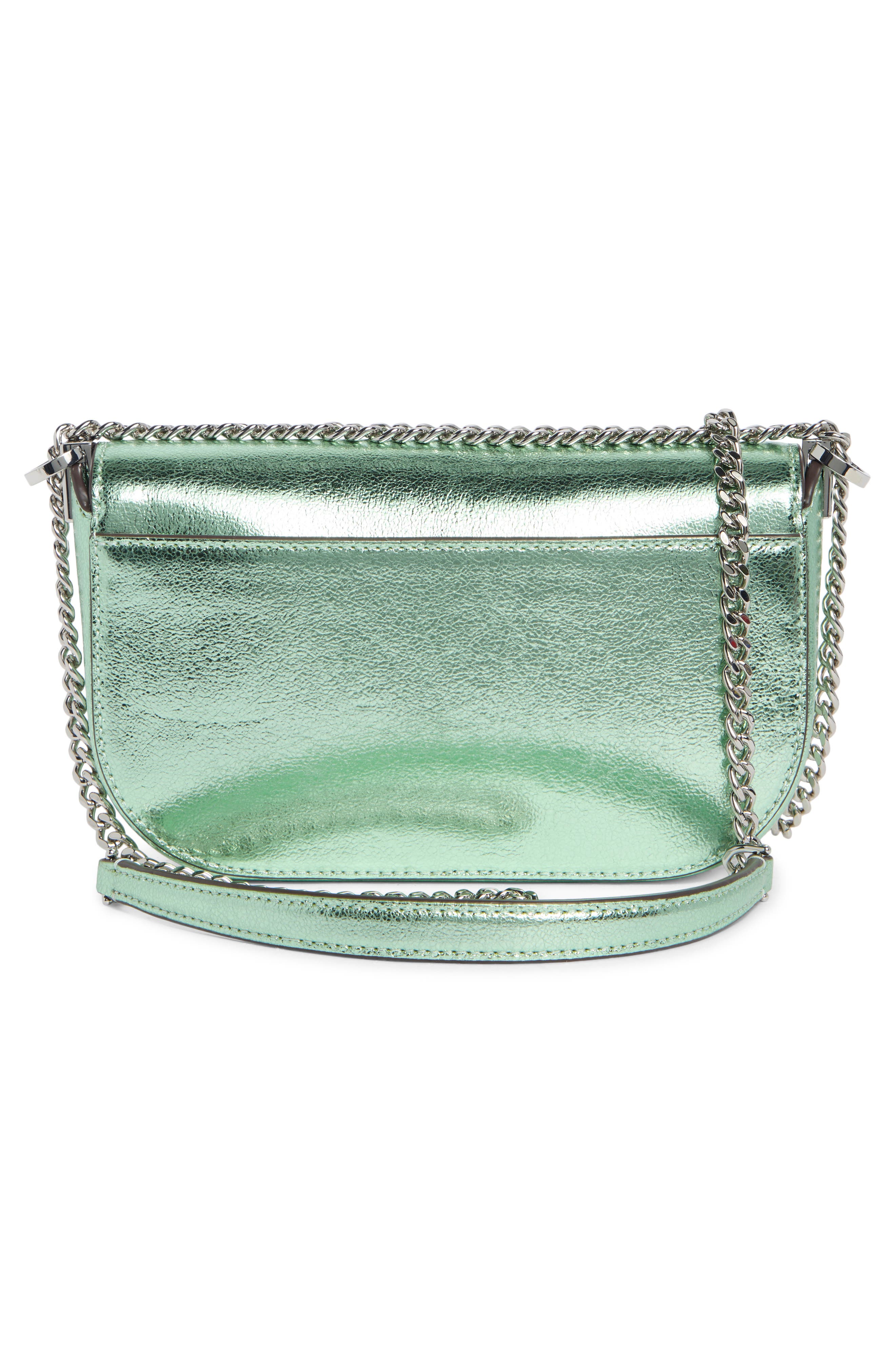 krista metallic chain flap crossbody bag, Alternate, color, SEAWATER