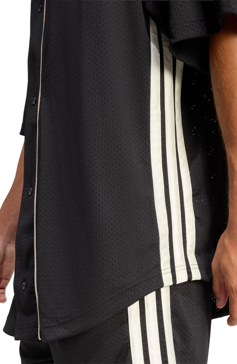 adidas Stadium Buttoned Jersey, Alternate, color, Black/ Linen/ Off White
