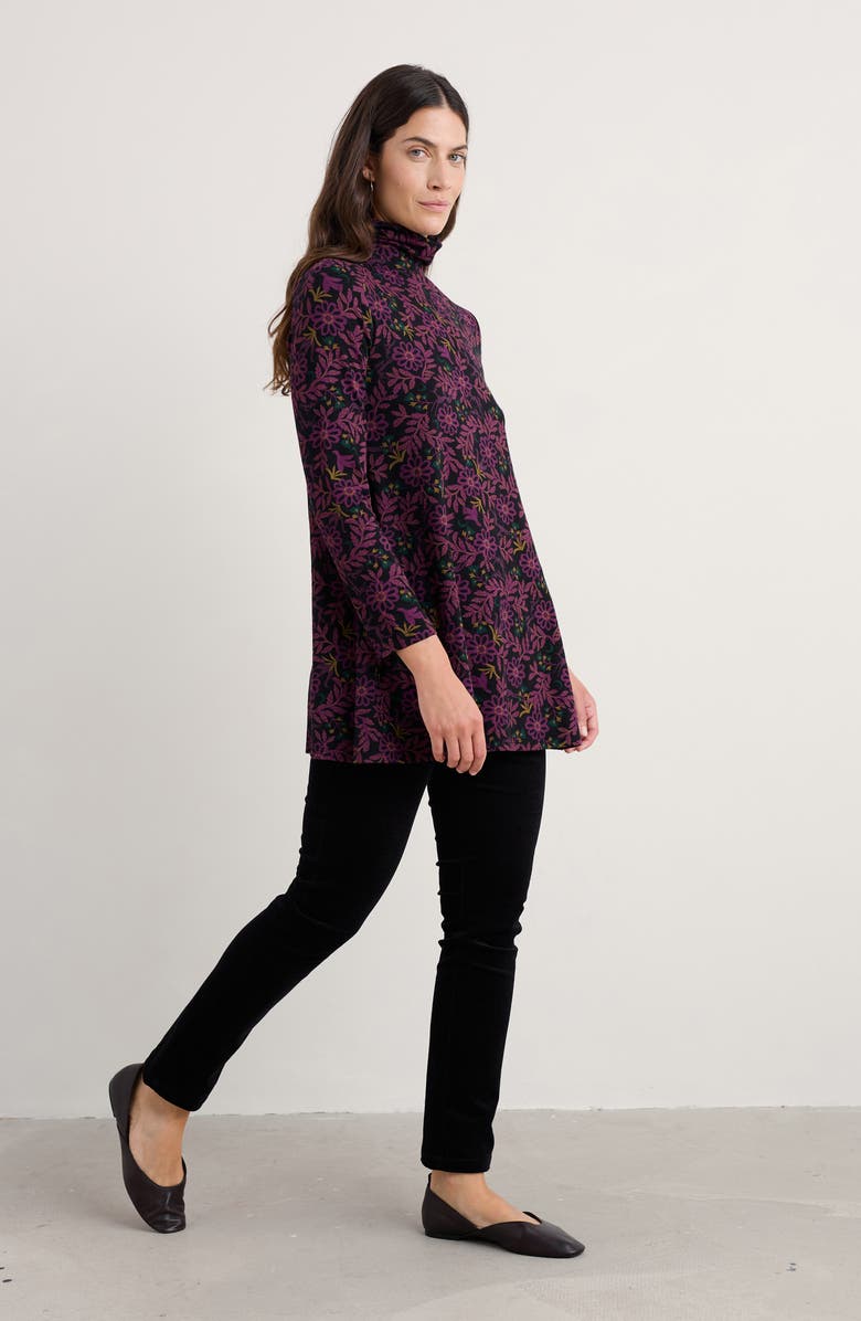 Seasalt Cornwall Grass Kelp Mock Neck Stretch Organic Cotton Tunic, Alternate, color, Evening Woodland Onyx