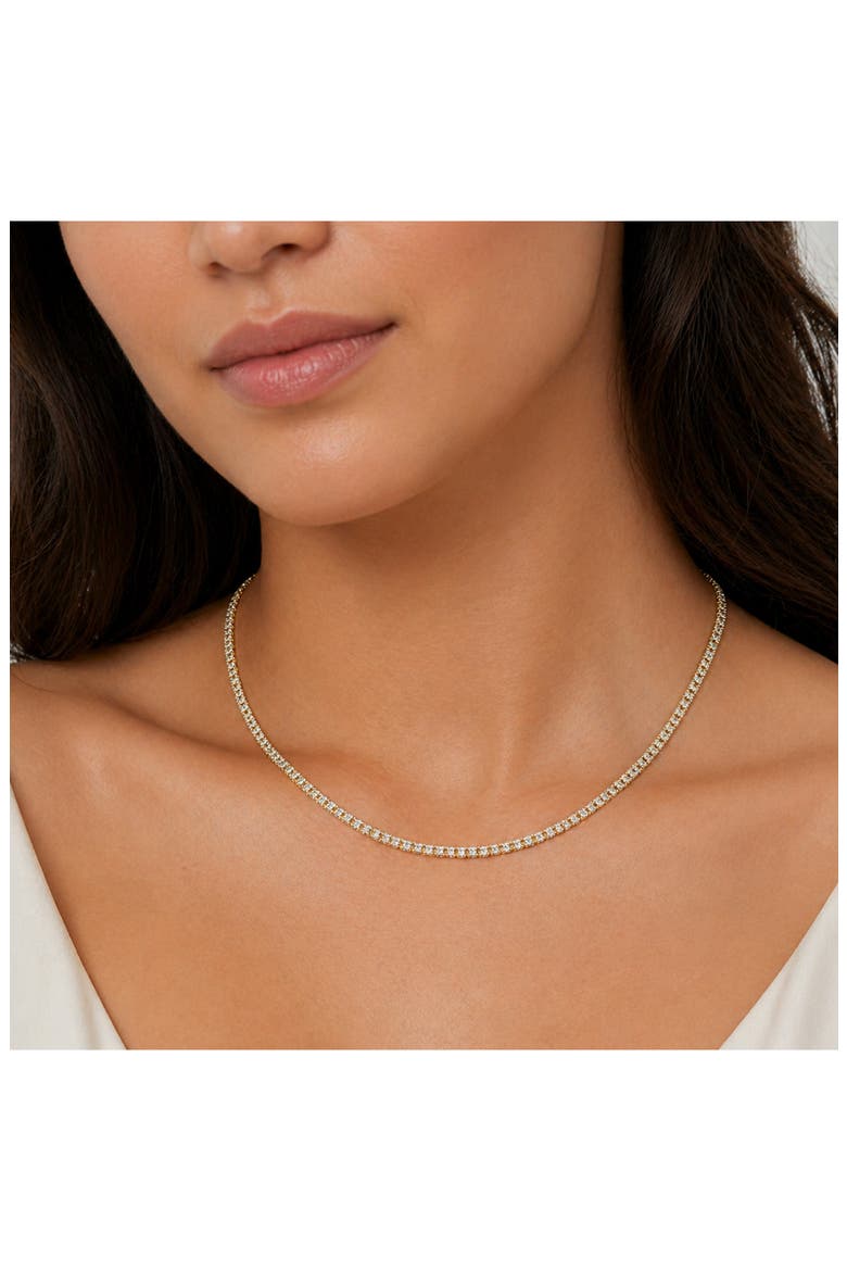 Two Tone Two Row Cubic Zirconia Tennis Necklace, Alternate, color, TWO TONE