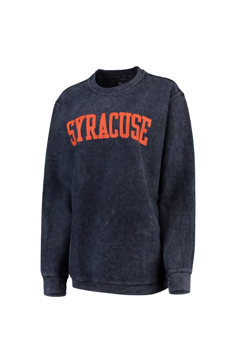 PRESSBOX Women's Pressbox Navy Syracuse Orange Comfy Cord Vintage Wash Basic Arch Pullover Sweatshirt, Alternate, color,