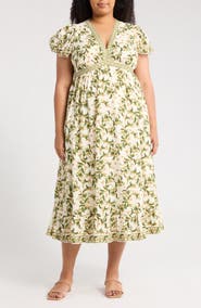 MAX STUDIO Flutter Sleeve V-Neck Dress