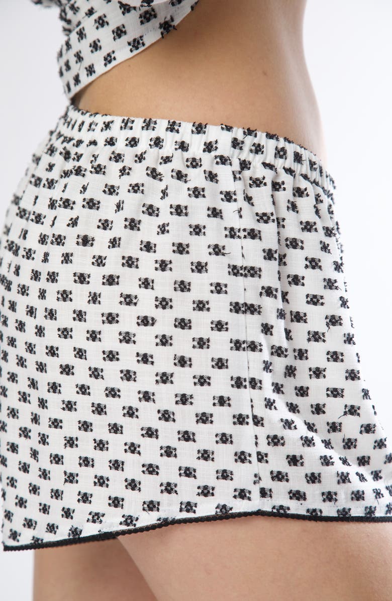 Andine Gigi Le Marais Lace Trim Cotton Pajamas Shorts, Alternate, color, White And Black