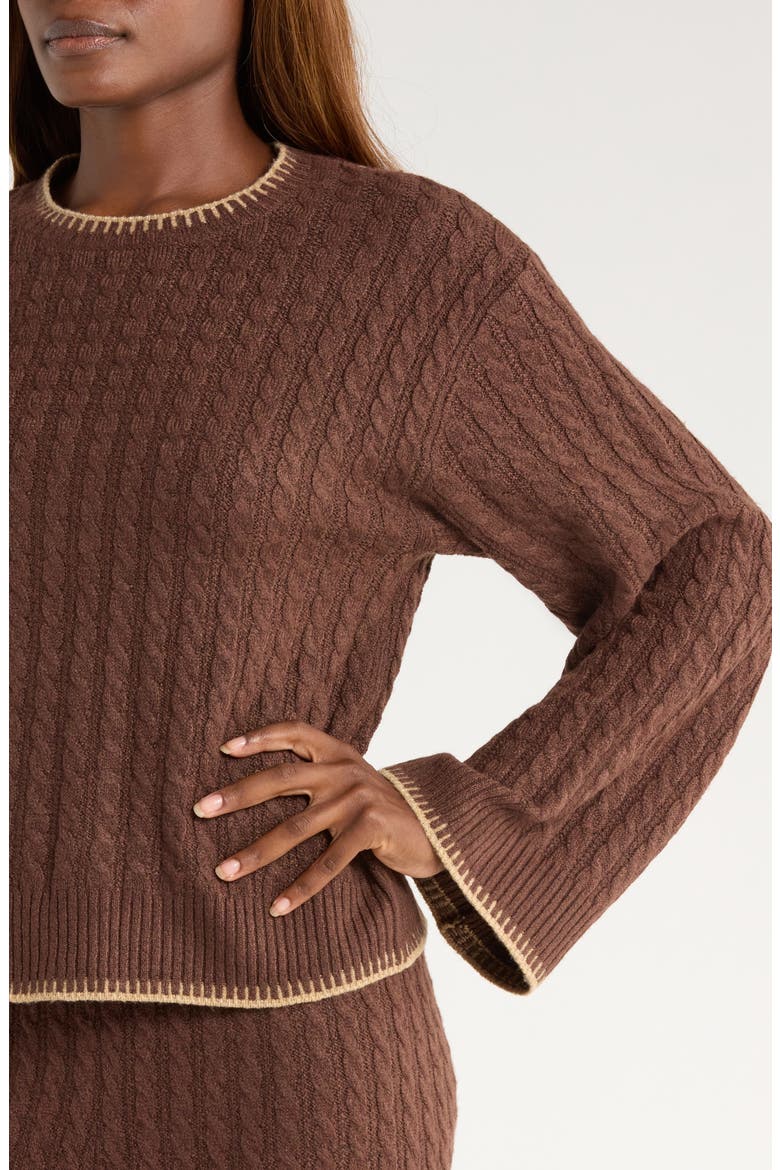 Rylynn Cable Flare Sleeve Sweater, Alternate, color, COLA