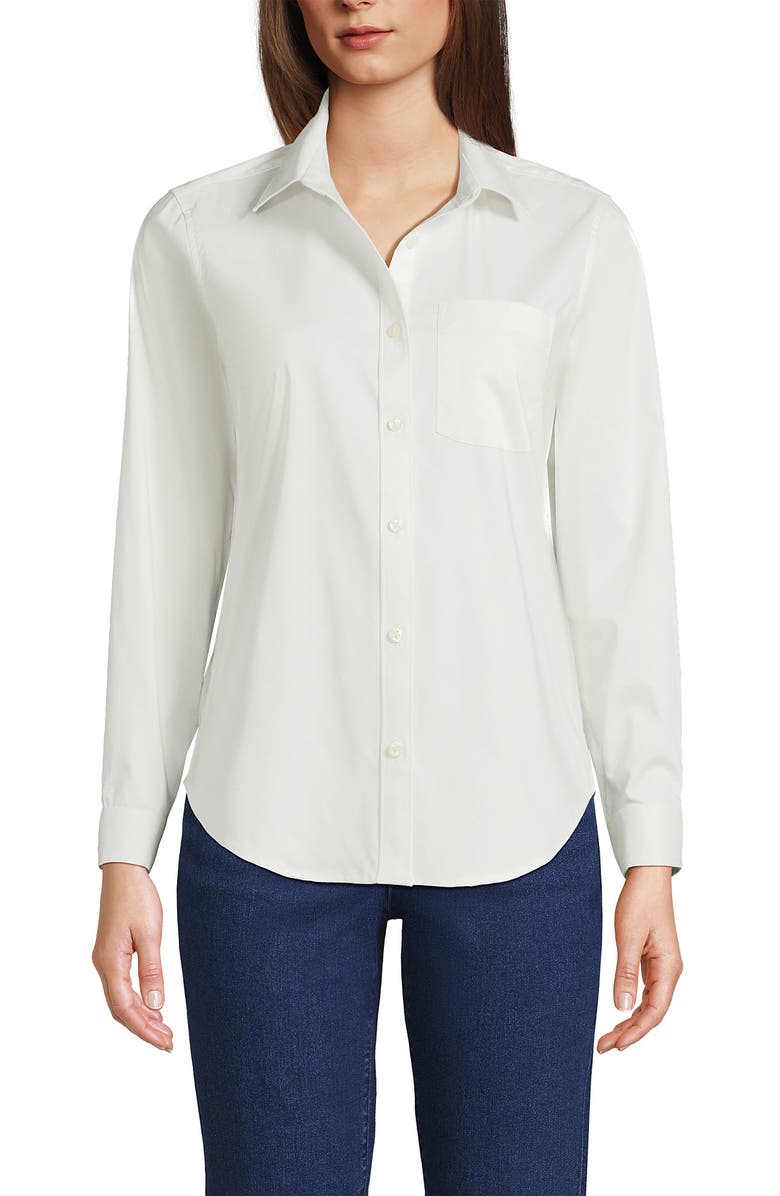 Lands' End Cooling Button Front Shirt, Main, color, White