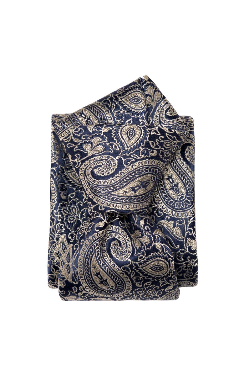 Elizabetta Donatello - Silk Jacquard Tie for Men, Alternate, color, Navy And Pewter