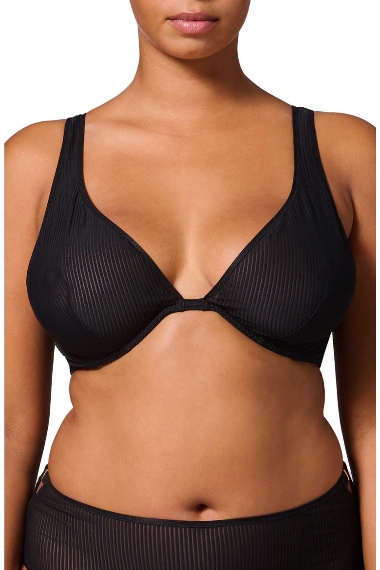 Angele Triangle Underwire Bra, Alternate, color, BLACK