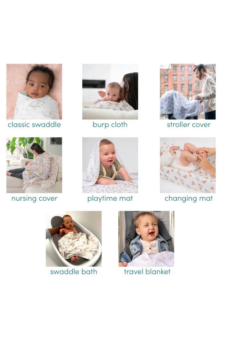 Boutique 4-Pack 100% Organic Cotton Muslin Swaddles, Alternate, color, Heritage Floral