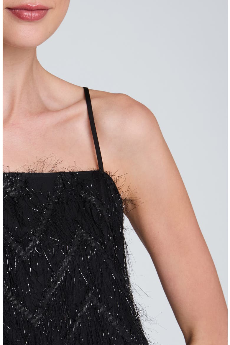 Chevron Fringe Crop Cami, Alternate, color, BLACK