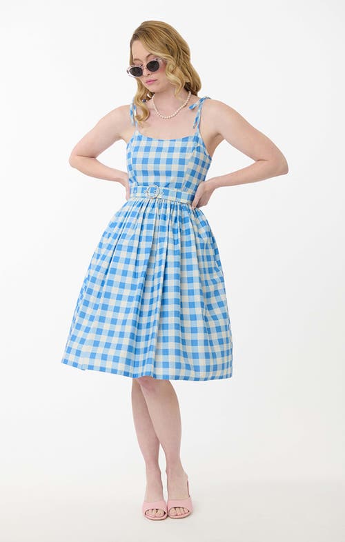 Unique Vintage 1950s Bobbie Swing Dress in Blue Gingham  product