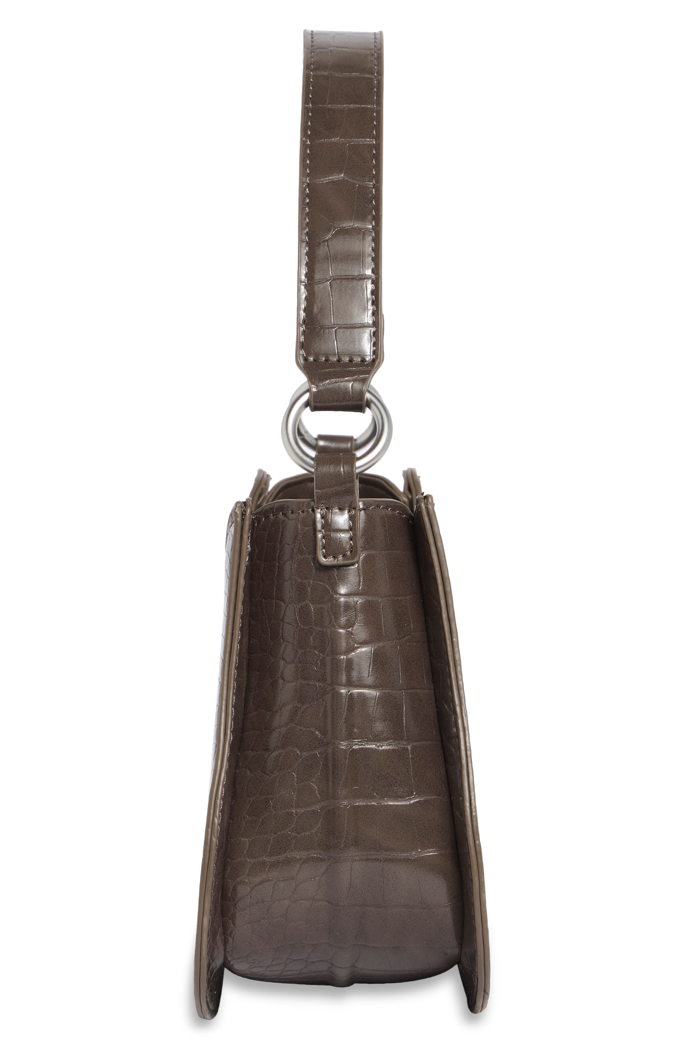 Croc Embossed Curved Baguette Bag, Alternate, color, MUSHROOM