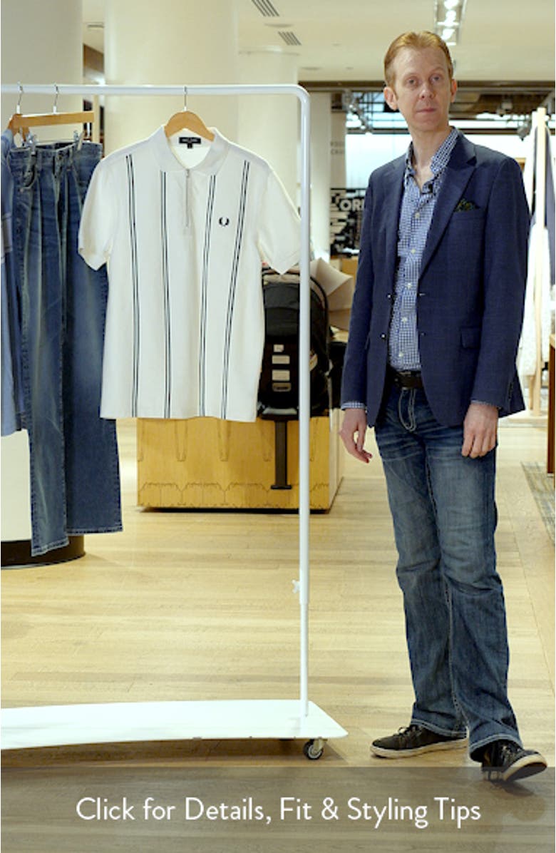 Vertical Stripe Cotton Piqué Zip Polo, sales video thumbnail