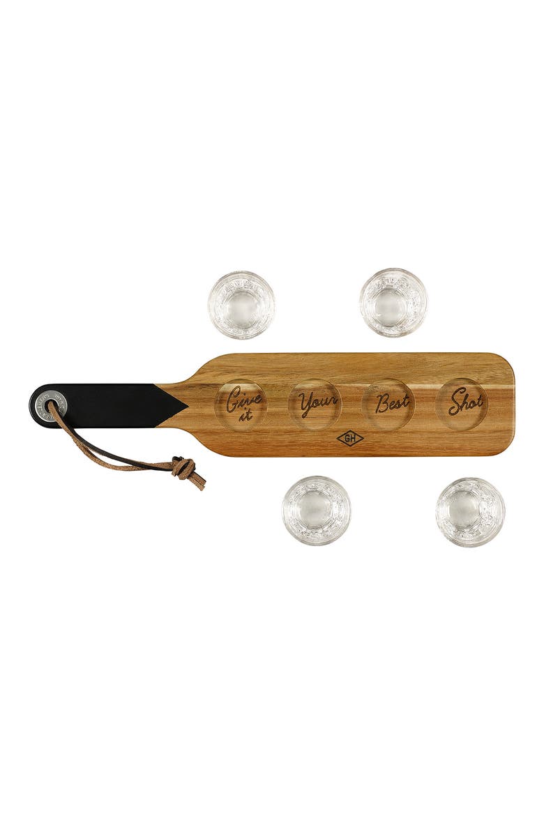 Serving Paddle & Shot Glasses Set, Alternate, color, BLACK