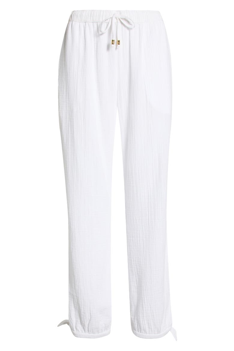 Ankle Tie Double Gauze Cover-Up Pants, Alternate, color, WHITE