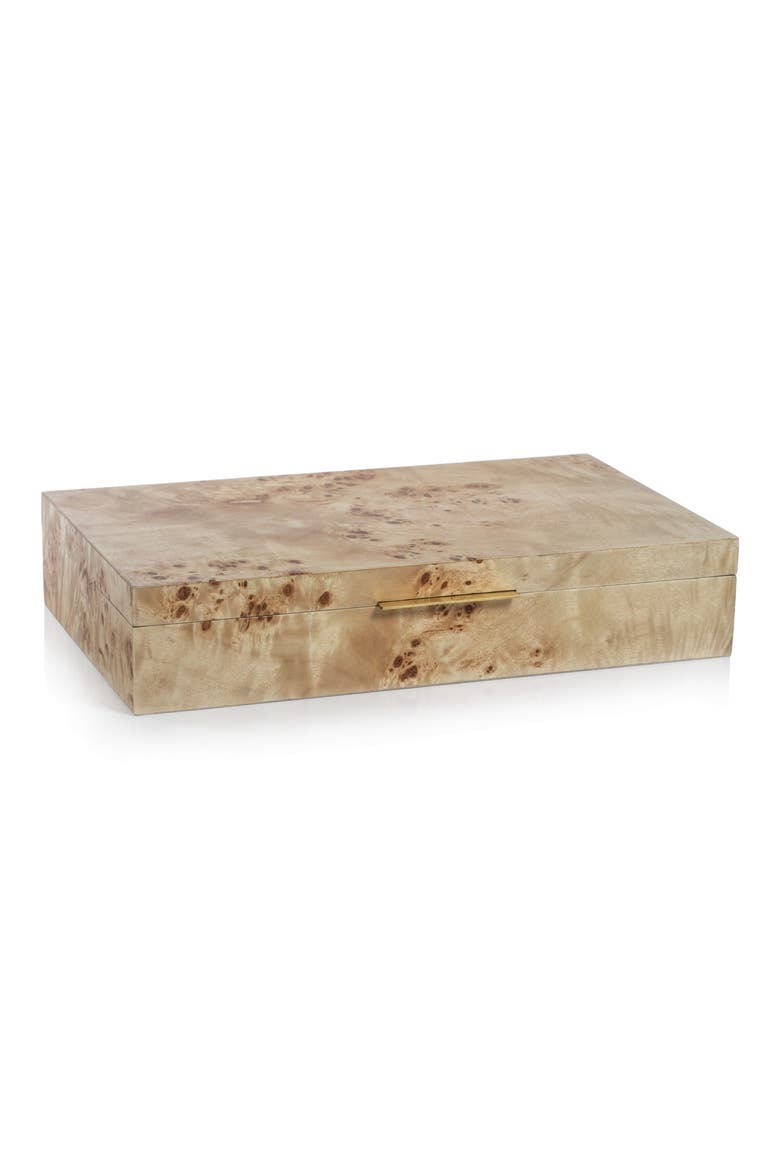 Bogur Burlwood Veneer Decorative Box, Main, color, TAN